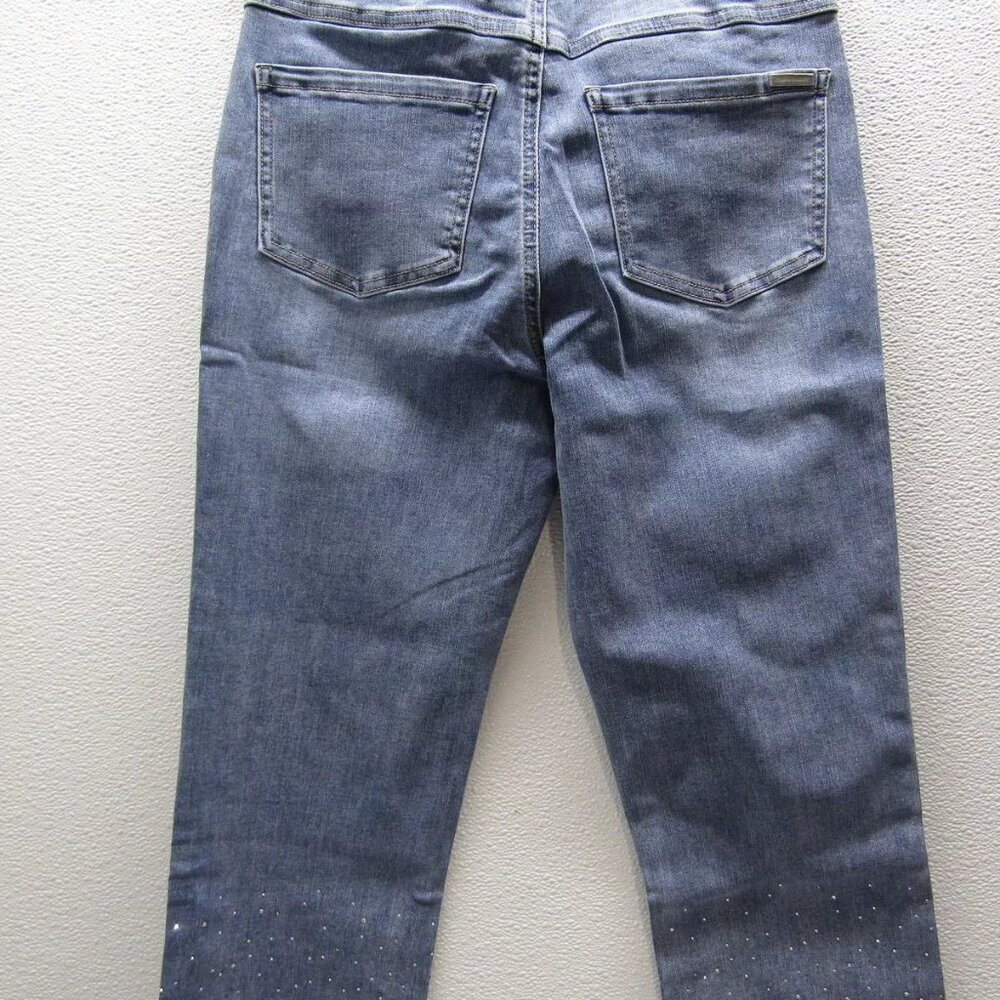 NEW JOSEPH RIBKOFF Womens Straight Crop Rinestone Jeans Size 10 Medium Blue - Picture 4 of 8